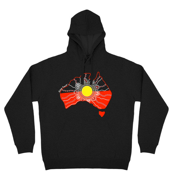 Adults Cozy Hoodie - Aboriginal Flag By Kathleen Buzzacott