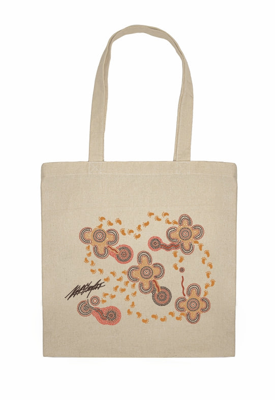 Shopping Tote Bag - On Walkabout Ochre By Karen Taylor