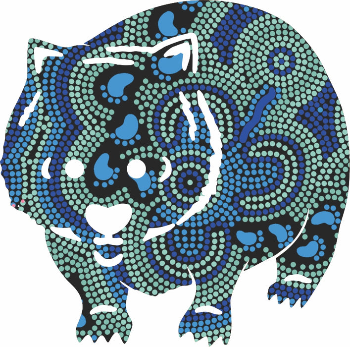 Wombat Wooden Magnet (Australian Made) - On Walkabout Blue By Karen Taylor