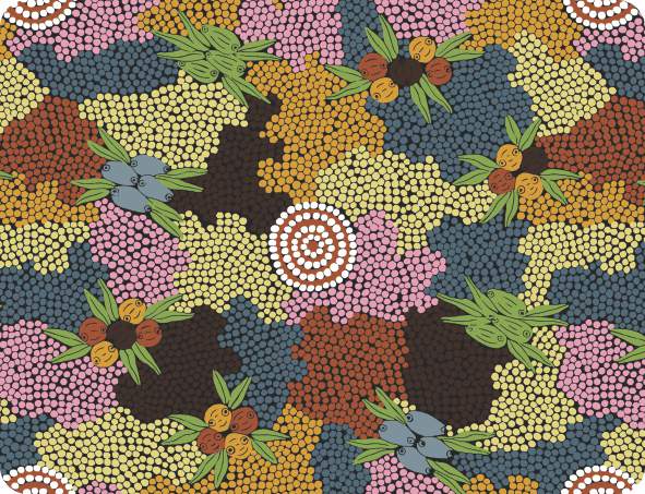 Aboriginal Pattern COTTON Fabric Per Metre - Art Down Under Designs