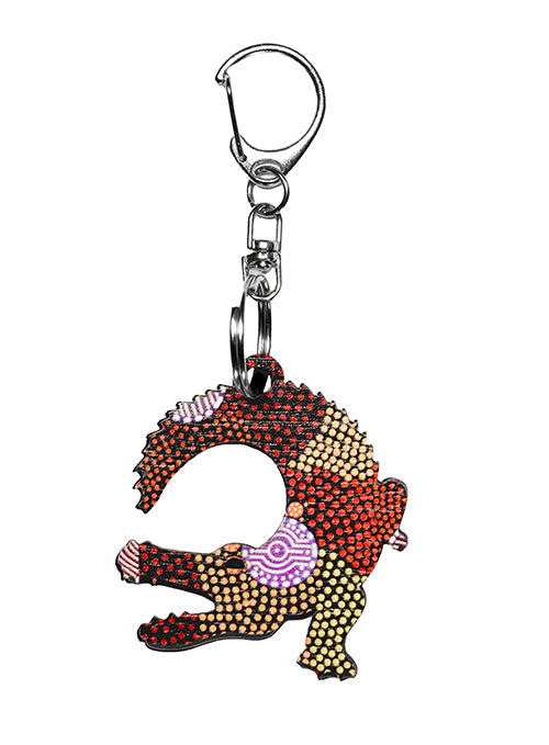 Crocodile Shape Wooden Keyring (Australian Made) - Upper Bullawa By Wendy Pawley