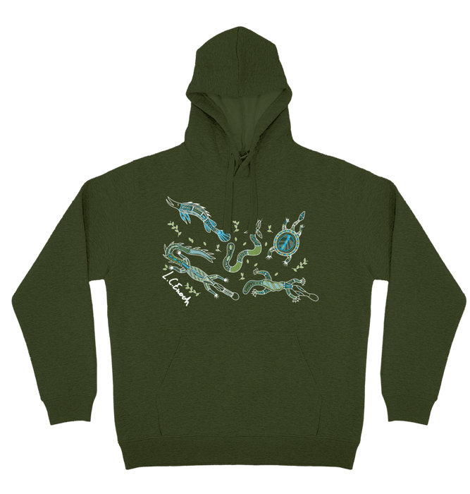 Adults Cozy Hoodie - Freshwater Totems By Louis Enoch