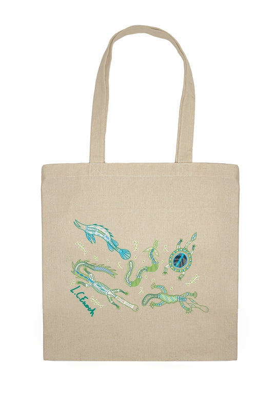 Shopping Tote Bag - Freshwater Totems By Louis Enoch — Bulurru Shop