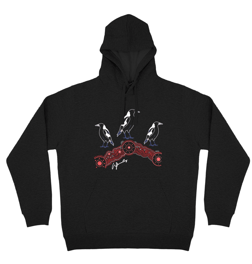 Adults Cozy Hoodie - Magpies At Sunset By Wendy Pawley