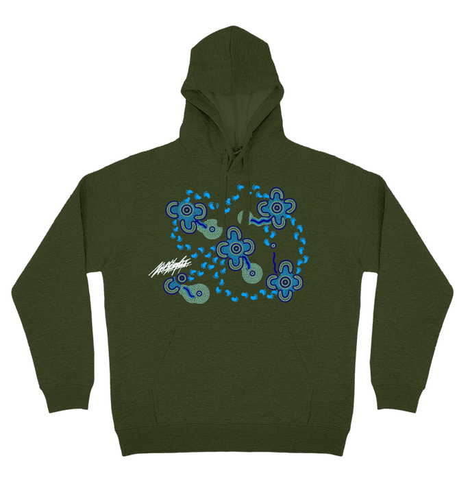 Adults Cozy Hoodie - On Walkabout Blue By Karen Taylor