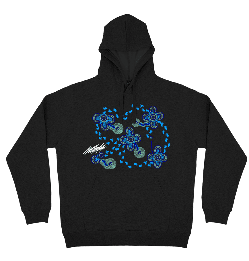 Adults Cozy Hoodie - On Walkabout Blue By Karen Taylor