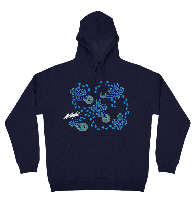 Adults Cozy Hoodie - On Walkabout Blue By Karen Taylor