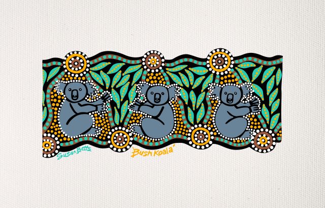 Aboriginal Koala Art Print by Sammyspac - X-Small  Aboriginal dot art,  Aboriginal dot painting, Aboriginal art symbols