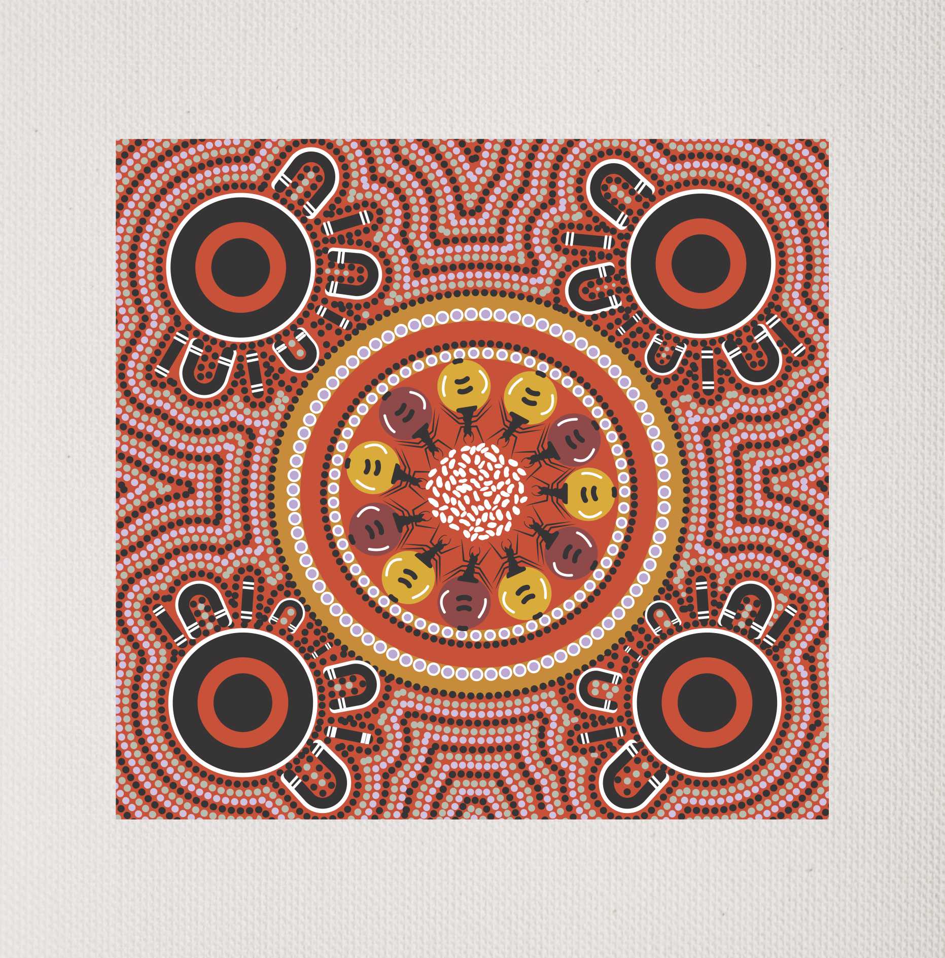 Bulurru Aboriginal Art Canvas Print Unstretched - Digging For Tjala(Honey Ants) By Tanita Paige